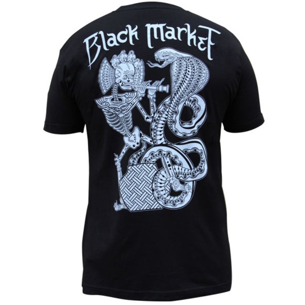 Snake Charmer Tattoo Art Black Tee S-2XL NWT